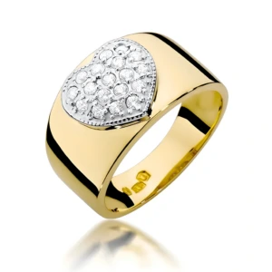 Złoty pierścionek ozdobiony diamentami 0.26 ct