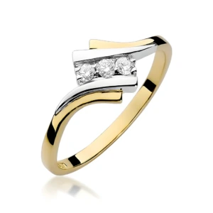 Złoty pierścionek ozdobiony diamentem 0.09 ct