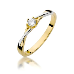 Złoty pierścionek ozdobiony diamentem 0.12 ct