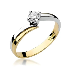 Złoty pierścionek ozdobiony diamentem 0.25 ct